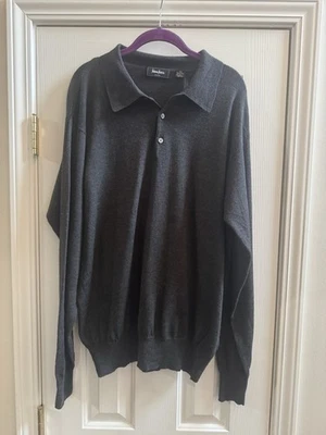 Neiman Marcus Sweater Mens XXL Gray Button Pullover Silk Cashmere Wool - Image 1 of 3