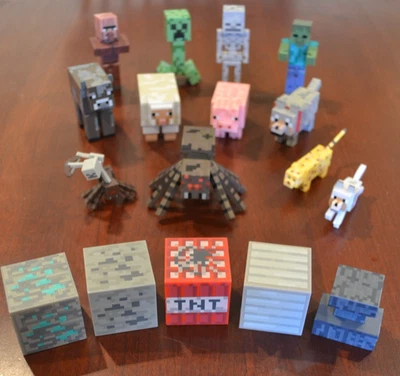 ЛОТ РАЗНООБРАЗНЫХ ПЛАСТИКОВЫХ ЭКШН-ФИГУРОК MINECRAFT JAZWARES СКЕЛЕТ ПАУК ОЦЕЛОТ - Изображение 1 из 4