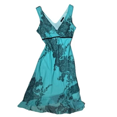 Vestido Vintage F21 Y2K Paisley Estampa Floral Teal Fairy Coquette Tamanho Pequeno EUA - Imagem 1 de 4