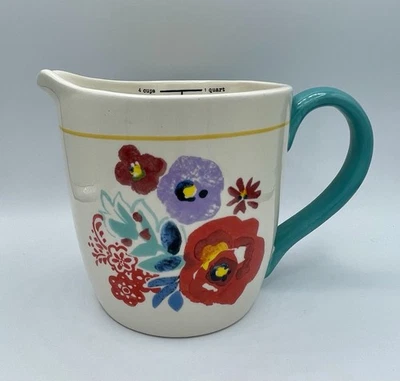 Pioneer Woman Floral 1 Quart 4 Cup Measuring Cup Pitcher Ceramic Farmhouse  - Image 1 of 4