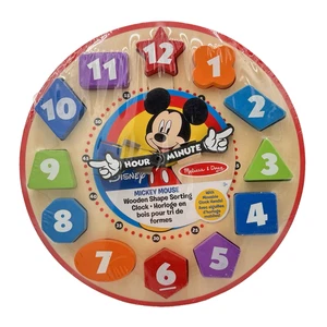Melissa & Doug Disney Mickey Mouse Reloj Clasificador Forma Madera Sello de Fábrica - Imagen 1 de 3