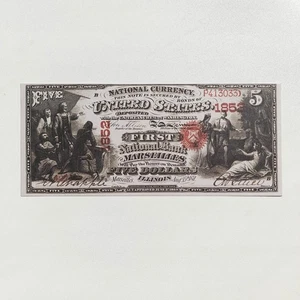 5 Dollars 1871 US Marseilles National Currency Reproduction Banknote Fr US# 399 - Picture 1 of 4