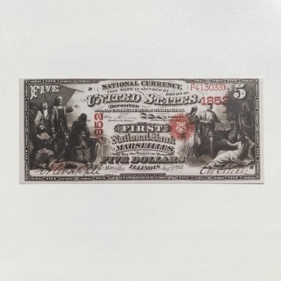 5 Dollars 1871 US Marseilles National Currency Reproduction Banknote Fr US# 399 - Image 1 of 4