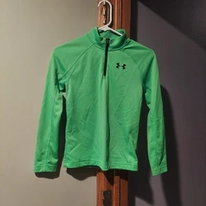 Under Armour Heat Gear Boys Neon Green & Black Long Sleeve Loose Shirt Youth med - Picture 1 of 8