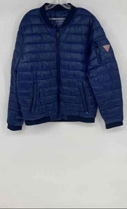 Guess Mens Blue Long Sleeve Pockets Full-Zip Puffer Jacket Size Large - Picture 1 of 6