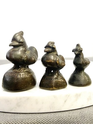 Ensemble de 3 Poids à Opium Birmans en Bronze Asiatique - Photo 1/4