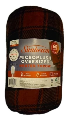 Micropeluche Sunbeam de gran tamaño rojo negro búfalo a cuadros 60x80 lanzamiento 4 ajustes de calor Foto 1 de 4