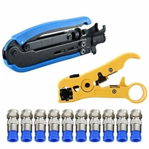 Coaxial Compression Tool Coax Cable Crimper Stripper, Coaxial Crimping Tool Kit - Picture 1 of 16