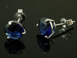 925 Silber Ohrstecker mit 3 Krappen 1 Paar 8 mm Zirkonia Steine - Bild 1 von 2