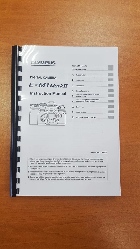 MANUAL DE INSTRUCCIONES DE CÁMARA DIGITAL OLYMPUS OM-D EM1 MKII 218 PÁGINAS A5