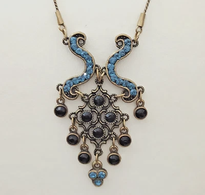 Collar Michal Negrin Araña Azul Negro Filigrana Gótico Renacimiento Victoriano Foto 1 de 4