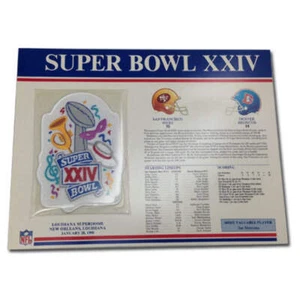 1990 NFL Super Bowl XXIV Logo Willabee & Ward Patch With Header Board (Denver Br - Picture 1 of 1