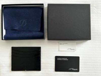 NEW Authentic ST Dupont Black Leather Credit Card Holder 6 slots w/ Box etc SAVE - image 1 of 4