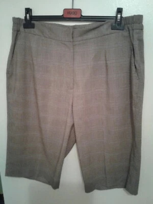 BERMUDAS VERANO MUJER SHORTS CUADROS MARRÓN MUJER ELÁSTICO EXTRA GRANDE,2XL 18W Foto 1 de 4