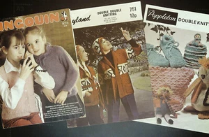 Lot of 3 KNITTING Patterns for Girls PINGOUIN 8016; MARYLAND 751; POPPLETON 1423 - Picture 1 of 7