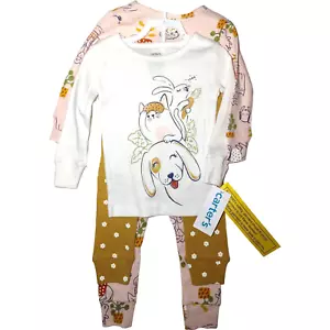 Carter's Baby Girl 12 Mos Bunny Puppy Cat 4pc Pajama Set Pants Cotton Easter NWT - Picture 1 of 4