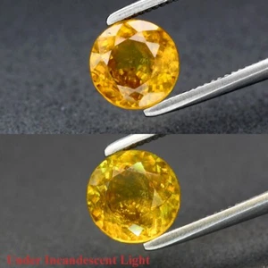 0.86ct 6mm Round Natural Greenish Yellow Sphene Gemstone Madagascar, High Luster - Imagen 1 de 4