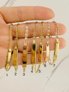10k gold bracelet baby / boy Girl ID plate - Pulsera de Bebe Niño Niña Oro 10K - Picture 1 of 21