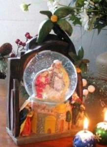 Nativity Set Snow Globe Glitter Dome Palm Trees Maji Bethlehem - Picture 1 of 1