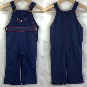 Vintage 1970s Jumpsuit Denim Overalls Kids 4T Health Tex USA Indigo Retro Star - Picture 1 of 16