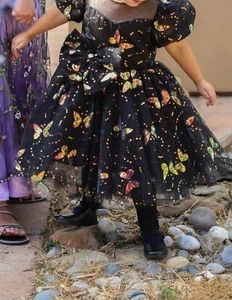 MarryShe 4T 5T Girls Black Sequins Butterfly Flower Girl Party Birthday Dress - Picture 1 of 8