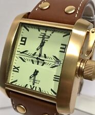 32 Degrees Green/Lume Dial Dual-Time Automatic 21J Rectangle Mens Watch