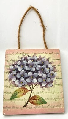 Interior de casa pintado à mão cerâmica pendurada roxa hortênsia azulejo floral - Imagem 1 de 4