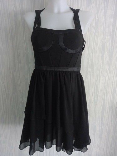 VERSACE x H&M donna corsetto nero seta mini abito US 8 UK 12 S M LBD s out