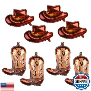 8 pezzi palloncini da festa a tema western, grandi stivali da cowgirl cappelli palloncino lamina mucca - Foto 1 di 5