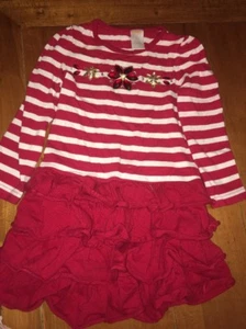 Gymboree Red & White Striped Jeweled Dress Ruffled Tiered Sz 4 Holiday Christmas - Picture 1 of 2