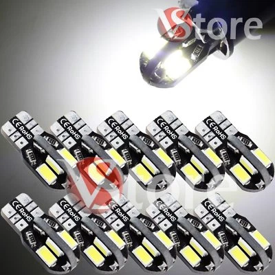 10 Led T10 Lampade No Errore Canbus 8SMD 5730 Croce Luce Posizione Targa BIANCO - Immagine 1 di 3