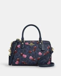 COACH CY692 Rowan Satchel Bag Signature Canvas With Cherry 🍒Print Denim Multi - Picture 1 of 13