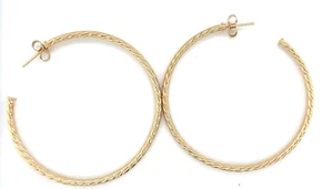 David Yurman Cablespira Hoop Earrings, 2 Inch, 18k Yellow Gold - Picture 1 of 8