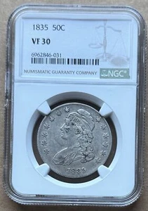 1835 50C NGC VF 30 1835 CAPPED BUST HALF DOLLAR SILVER 50c - Picture 1 of 2