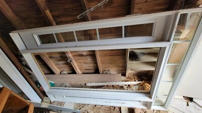 LEER DESCRIPCIÓN! Juego de puertas de entrada delanteras de fibra de vidrio blanco con laterales y travesaño Foto 1 de 4