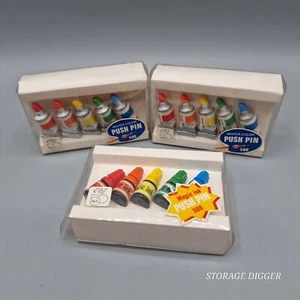 Vintage Set of 3 Rare Dept 56 Water Color Magic Ink Push Pins, 5 Colors in Box - Picture 1 of 12