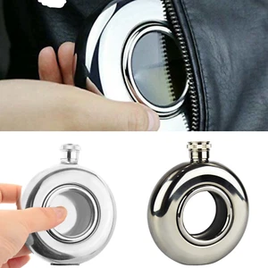 5oz Hip Flask Stainless Steel Round Design Hip Flask with See Through Window - Picture 1 of 4