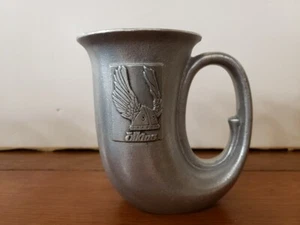 Vintage Viking Motif Pewter Metal Tankard Stein Horn Mug - Picture 1 of 7