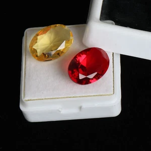 8 Ct./2 Pcs Oval Cut Red Ruby & Yellow Citrine Loose Gemstones Pair - Picture 1 of 6