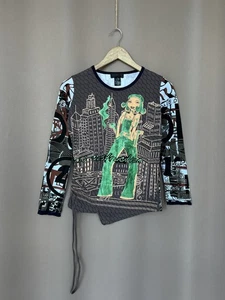 Custo Barcelona Long Sleeve Vintage Graphic Retro Girl Print Womens Size 3 - Picture 1 of 15