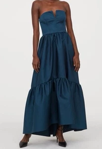 H&M Limited Edition Teal Satin Dress, Uk 10, NWT - Picture 1 of 23