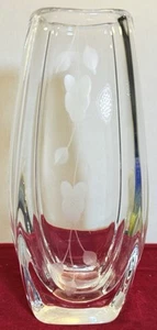 Hand Blown Crystal Vase Orrefors Etched Flower Floral Vintage - Picture 1 of 5