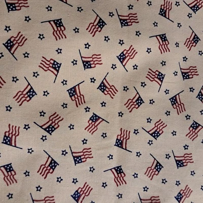 Patriotic American Flags Sewing Quilting Cotton Fabric BTHY x 44" Marcus Bros. - Image 1 of 2