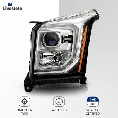 For 2015-2017 GMC Yukon/Yukon XL Halogen Headlight W/ LED DRL Driver Left Side Foto 1 de 4