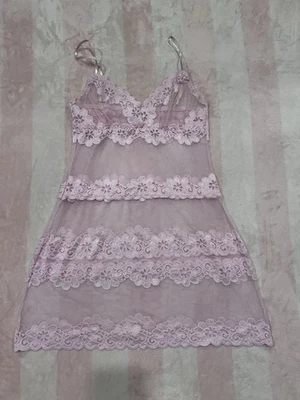 Винтажный Rampage кружева сетки скольжения платье розовый чистый Y2K белье средний - Изображение 1 из 4