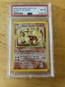 2000 Gym Challenge Holo Blaines Arcanine Graded 8 w/ Case #1 Mint Condition PSA - Picture 1 of 4