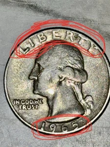 🔥1965 No Mint 25 Cents American Washington Quarter With LIBERTY 🗽 on RIM 🔥 - Picture 1 of 10