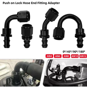 Push on Lock Hose Barb Fitting Oil/Fuel/Gas Line Adapter Black Aluminum AN Barb - Picture 1 of 13