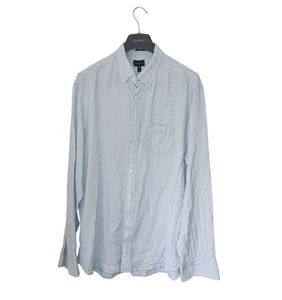 Men's GANT Premium LINEN SHIRT Blue 100% LINEN Button Down Shirt Size 2XL *VGC* - Picture 1 of 11