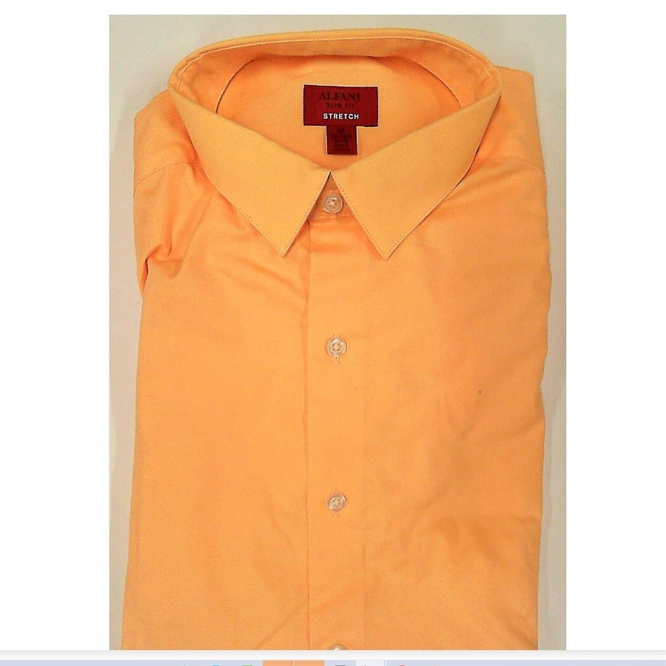 Camisa de vestir Alfani para hombre XL 17 32/33 roja gris a cuadros ajustada elástica Foto 1 de 1